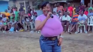 Miss Lolo walking dressed with her gigantic black tits!